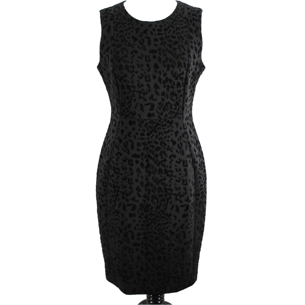 Calvin Klein Flocked Black Leopard Dress 12